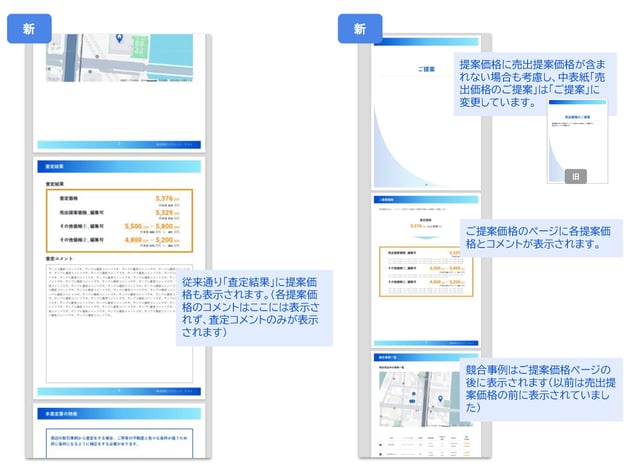 査定書の変更点を画面キャプチャと付箋で解説